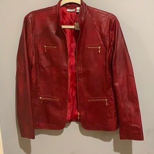 NWT Chico’s Red Leather Jacket